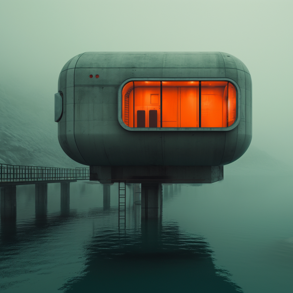 tanerdoger_an_futuristic_home_is_standing_above_water_in_a_fogg_5e32ccdc-8f67-43b6-b6e9-ce23c3976426